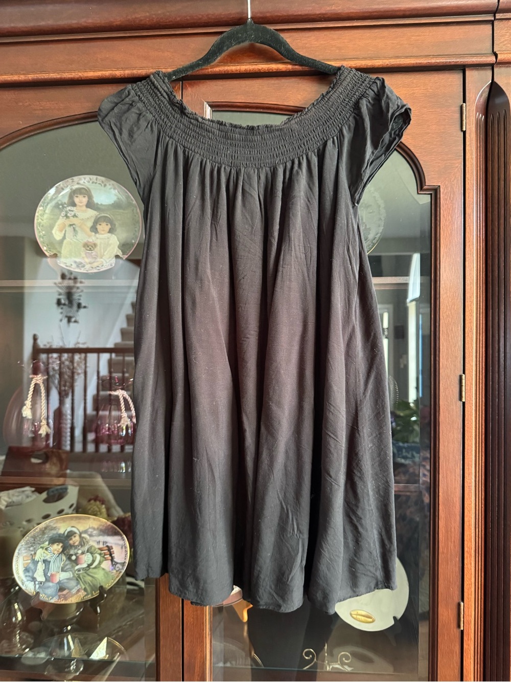 Talula Black Smocked-Neck Mini Dress